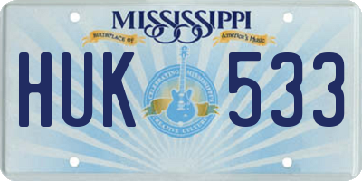 MS license plate HUK533