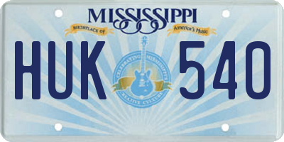 MS license plate HUK540