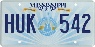 MS license plate HUK542