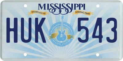 MS license plate HUK543