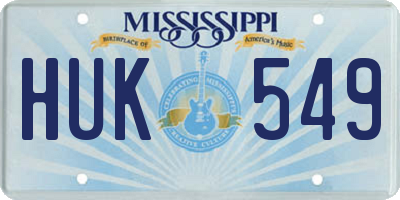 MS license plate HUK549