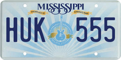 MS license plate HUK555