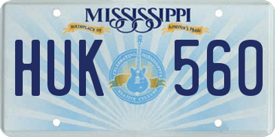 MS license plate HUK560