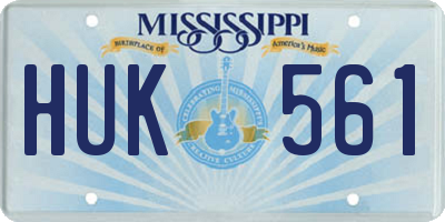 MS license plate HUK561