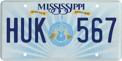 MS license plate HUK567