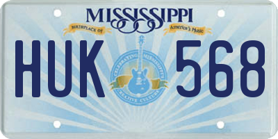 MS license plate HUK568