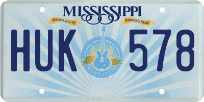 MS license plate HUK578