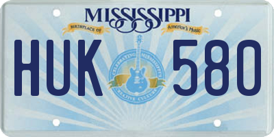 MS license plate HUK580