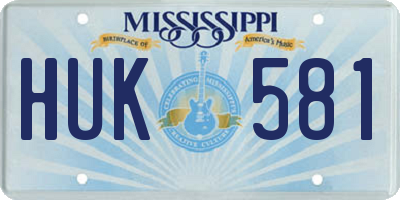 MS license plate HUK581