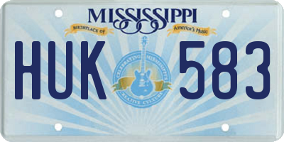 MS license plate HUK583