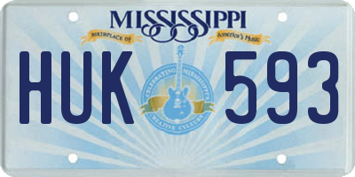MS license plate HUK593