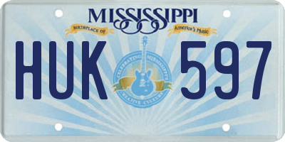 MS license plate HUK597