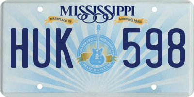 MS license plate HUK598