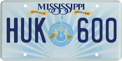 MS license plate HUK600