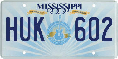 MS license plate HUK602