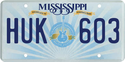 MS license plate HUK603