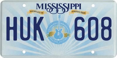 MS license plate HUK608