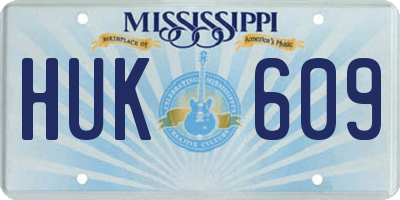 MS license plate HUK609