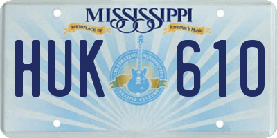 MS license plate HUK610