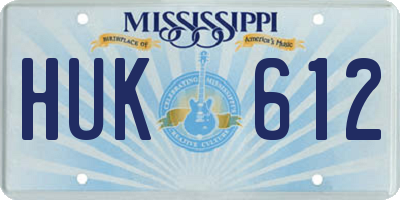 MS license plate HUK612