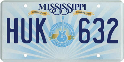 MS license plate HUK632