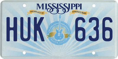 MS license plate HUK636