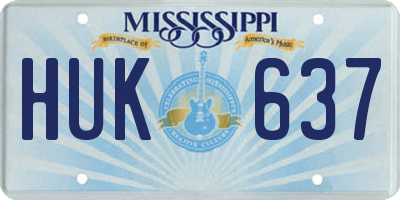 MS license plate HUK637