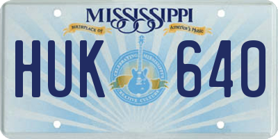 MS license plate HUK640