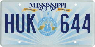 MS license plate HUK644