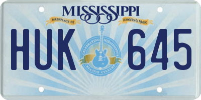 MS license plate HUK645