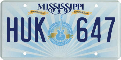 MS license plate HUK647