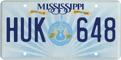 MS license plate HUK648