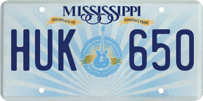 MS license plate HUK650