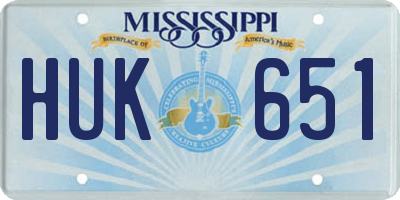 MS license plate HUK651