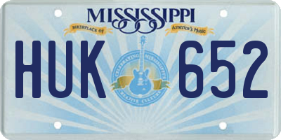 MS license plate HUK652
