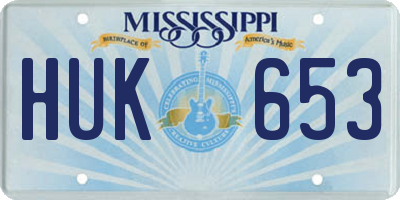 MS license plate HUK653