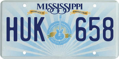 MS license plate HUK658