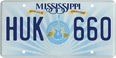 MS license plate HUK660