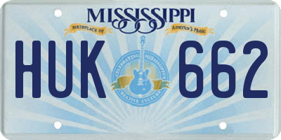 MS license plate HUK662