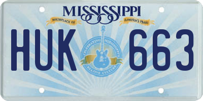 MS license plate HUK663