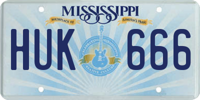 MS license plate HUK666