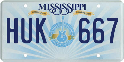 MS license plate HUK667