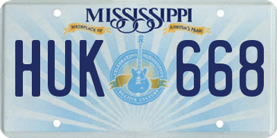 MS license plate HUK668