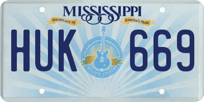 MS license plate HUK669