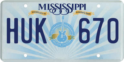 MS license plate HUK670