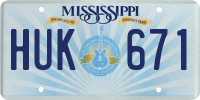 MS license plate HUK671