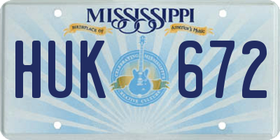 MS license plate HUK672