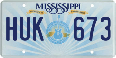 MS license plate HUK673
