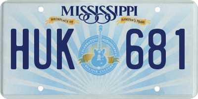 MS license plate HUK681