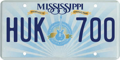 MS license plate HUK700